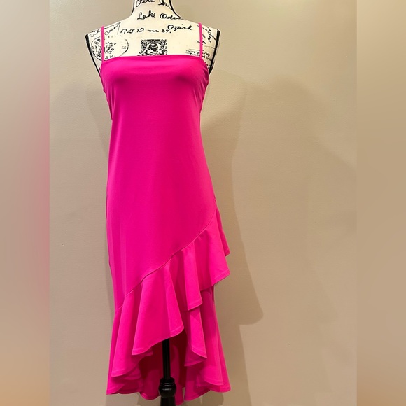 Susana Monaco Ruffle Asymmetrical Midi Dress - Picture 4 of 11